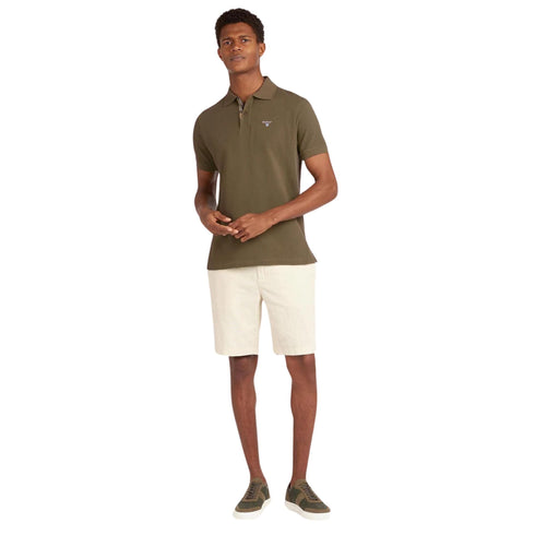 Barbour Polo Polo Uomo in cotone con finiture tartan Verde - Francavilla Moda